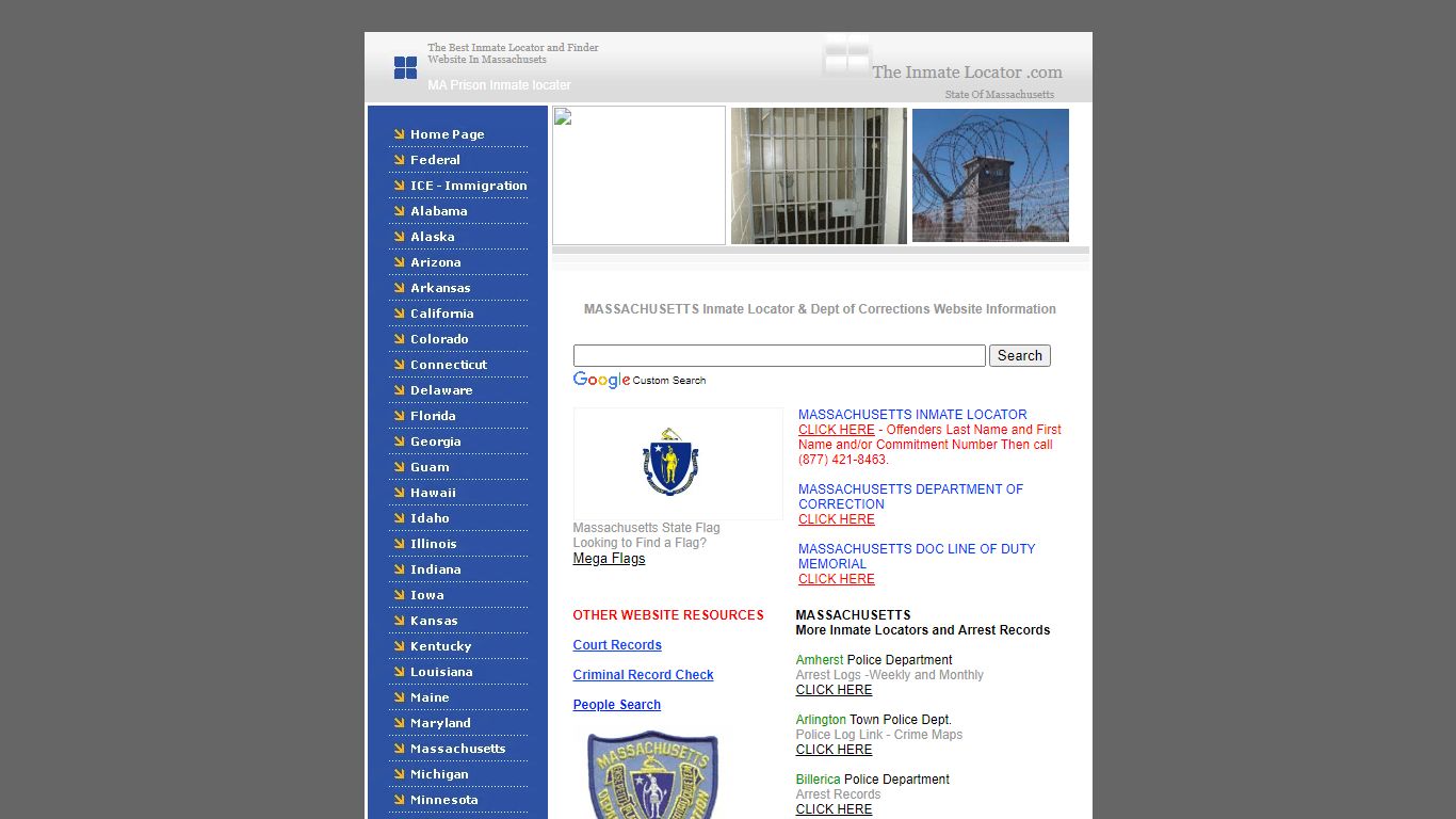 MASSACHUSETTS Inmate Locator & Dept of Corrections Website ...